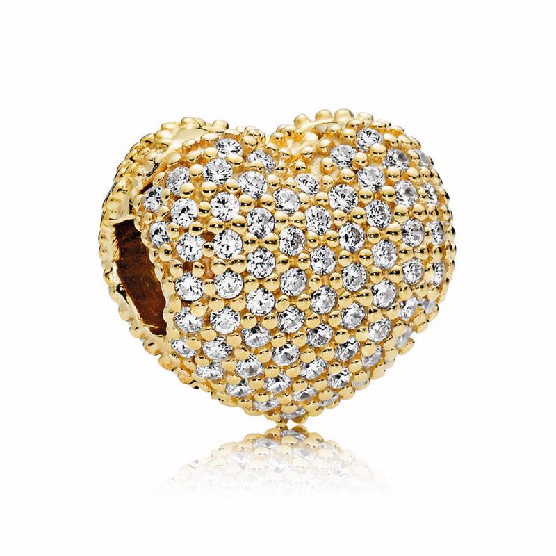 Pandora Shine™ Pave Open My Heart Clip Charm Outlet NZ, 18ct Gold Plated (479518-XHW)